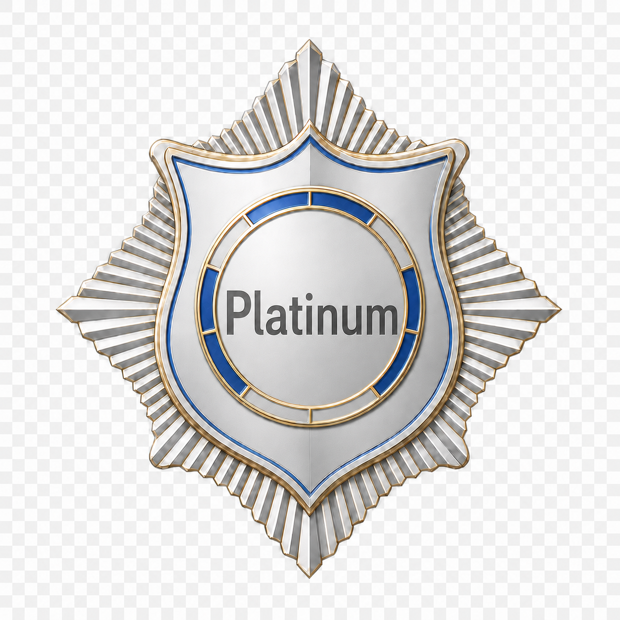 Silver Service Badge With Platinum In Center